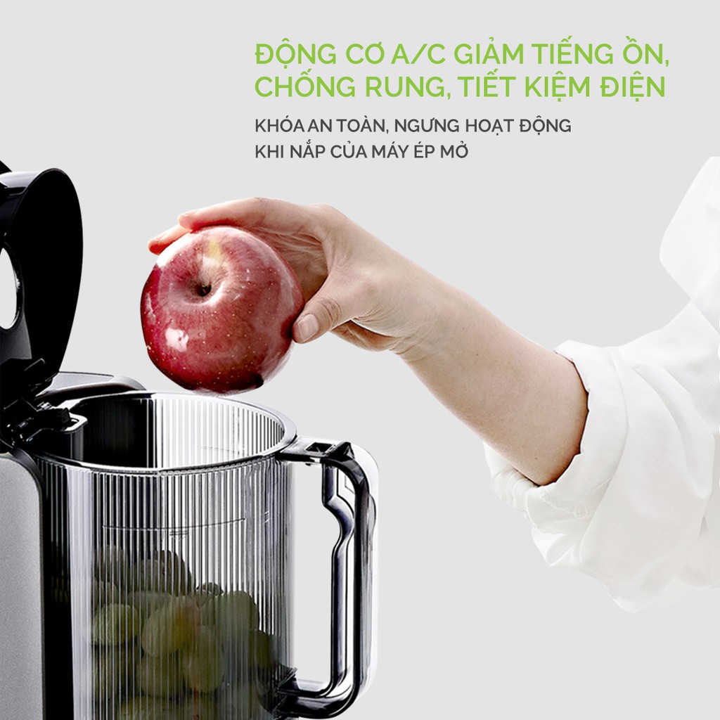 Máy ép trái cây chậm HUROM H200 ép nước hoa quả rau củ nhiều hơn 20% - Bảo hành điện tử chính hãng Hàn Quốc 10 năm