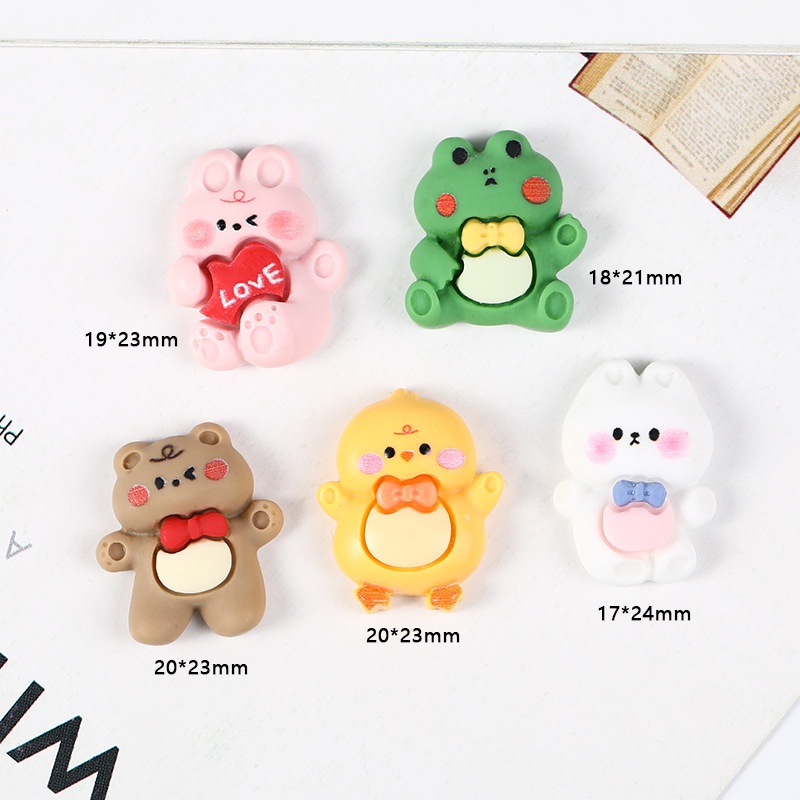 Charm Hình Động Vật Thỏ Ếch Gà Gấu trang trí ốp điện thoại