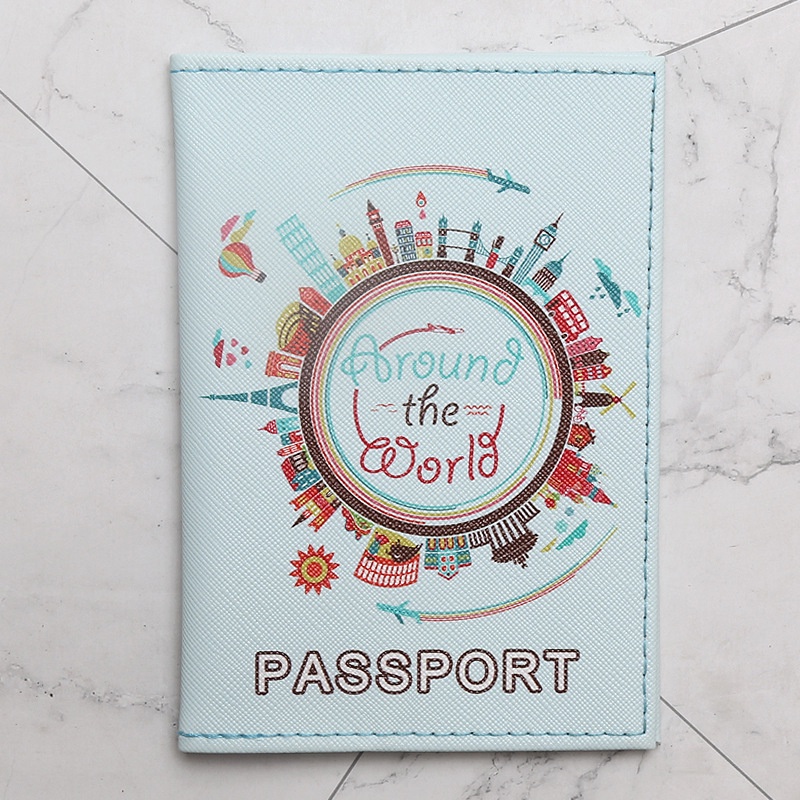 Ailicego Printed Multicolor Around the World Map Passport Cover