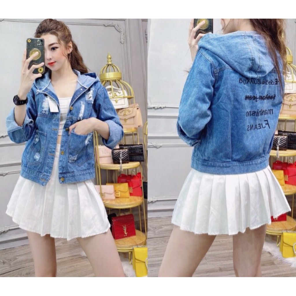 [Sỉ] Áo khoác jean nữ có mũ BB Jeans chuẩn nét sơ ni đẹp như xuân về form 39-65kg tại Panda
