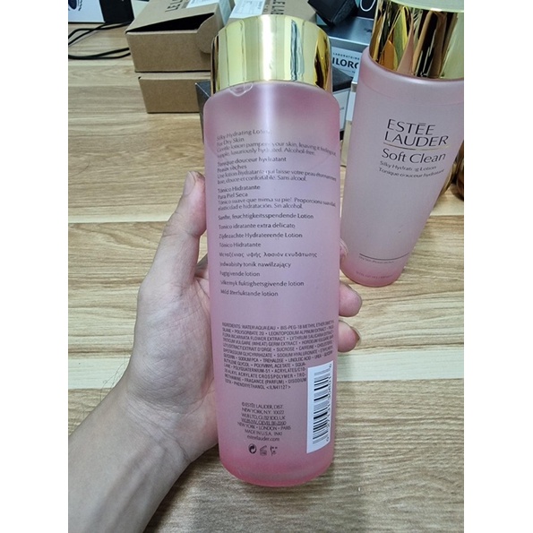 Toner Estee Lauder Toner Soft Clean Silky Hydrating Lotion 400ml chính hãng màu hồng
