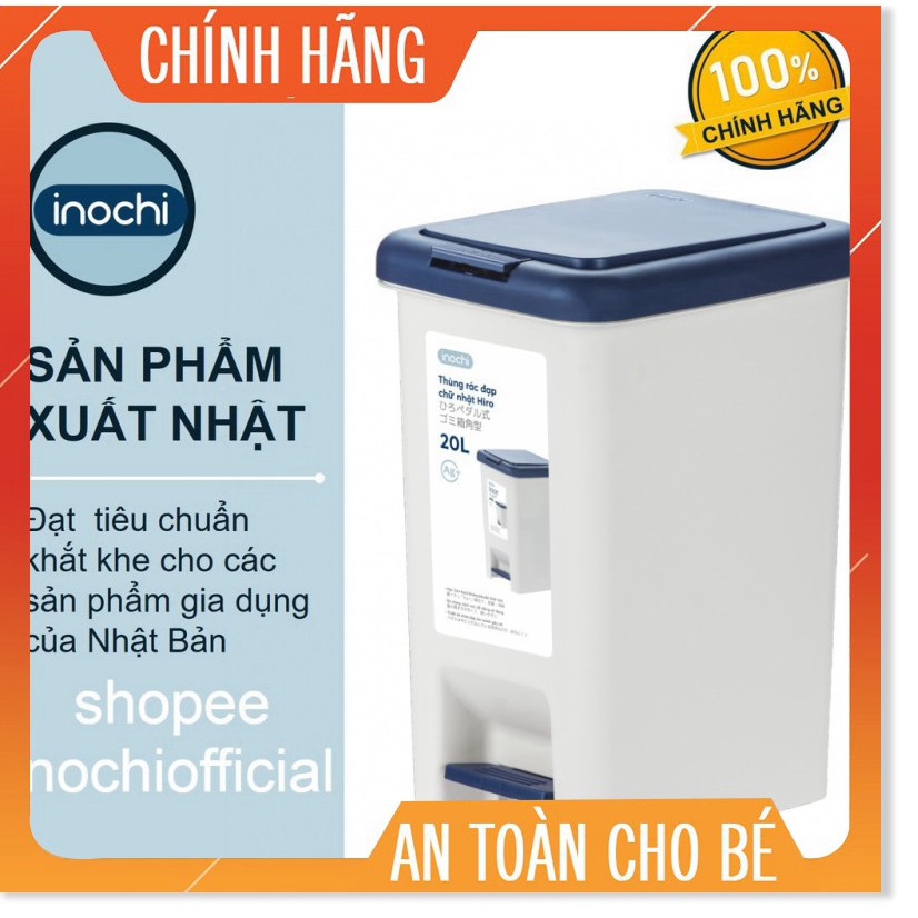 Thùng rác đạp chữ nhật Inochi 20L (tiêu chuẩn Nhật Bản)