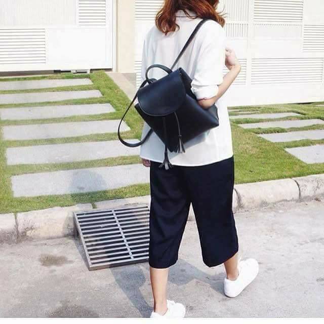 Quần culottes ống rộng nam nữ đen trơn unisex, chất vải mềm mịn mát, lưng thun co giãn thoải mái size ~45kg - 70kg