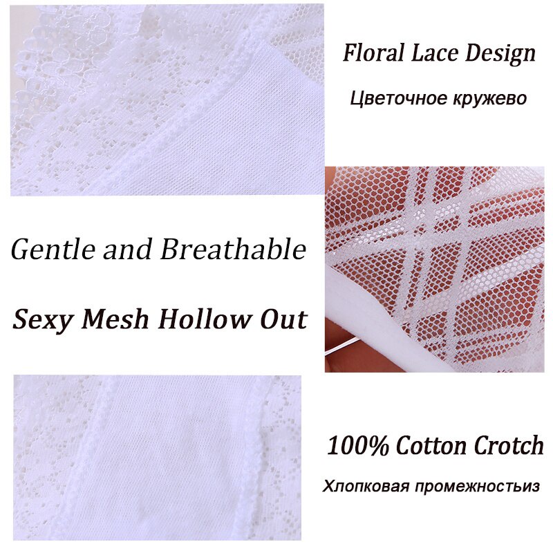 Set 3 quần lót FINETOO phối lưới xuyên thấu size M-2XL thời trang quyến rũ dành cho nữ