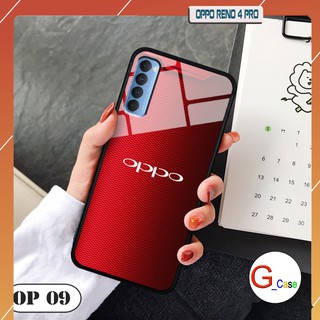 Ốp lưng Oppo Reno4 Pro-lưng kính in logo hãng điện thoại