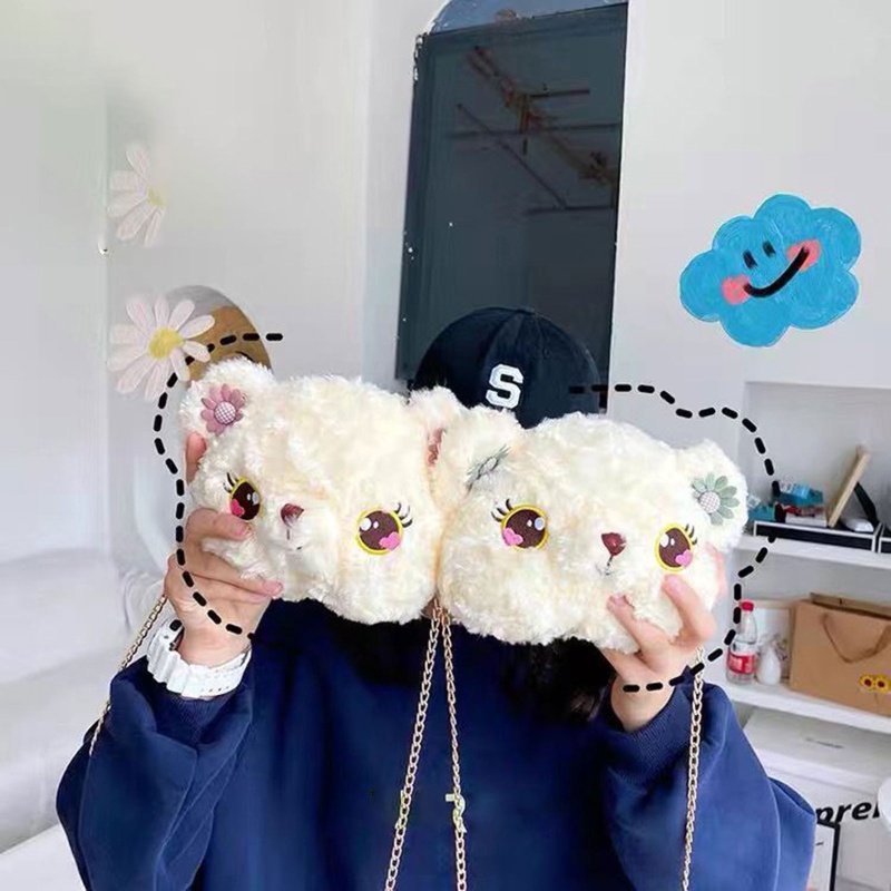 Túi Đeo Chéo Hình Gấu Bông Mềm Mại Dễ Thương Cho Bé