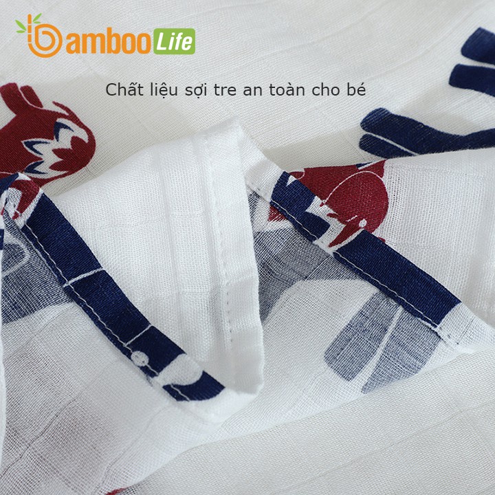 Khăn tắm cho bé sợi tre Bamboo Life BL054 quấn chũn kháng khuẩn giúp bé ngủ ngon, chống giật mình