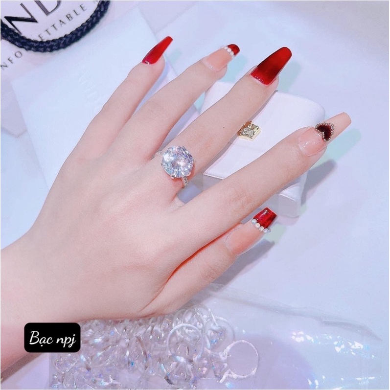 Nhẫn đính đá tựa Kim cương BNP ,Bạc Ta cho nữ