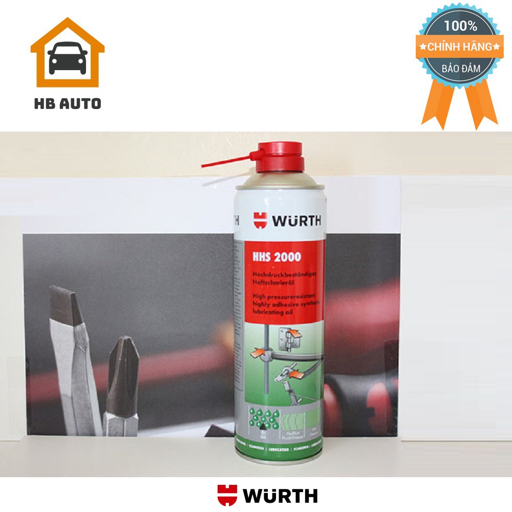 Mỡ Bò Nước Bôi Trơn Chịu Nhiệt Wurth HHS 2000 (500ml) 0893106. bôi trơn, chịu được rung động, chịu nhiệt , chịu được áp