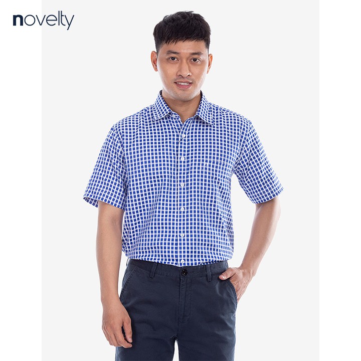 [Mã FAMALLT5 giảm 15% đơn 150K] Áo sơ mi nam ngắn tay Novelty kẻ caro nhỏ NSMMCNMTCB180404N