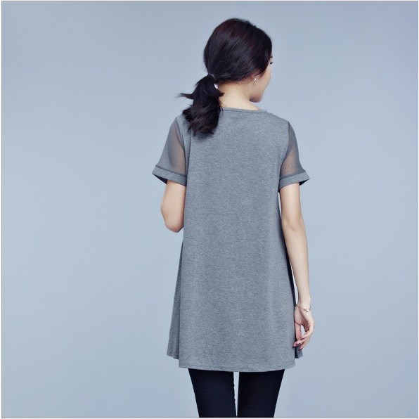 A10481 Áo thun phối ren ngắn tay nữ hè cho người mập hàng nhập