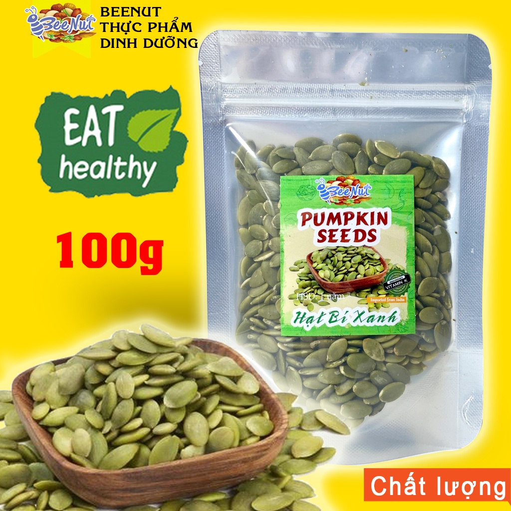 (100g) Hạt Bí Xanh (Ấn Độ) Đã Tách Vỏ Rang Thơm Bùi, Chắc Mẩy, Đều Hạt