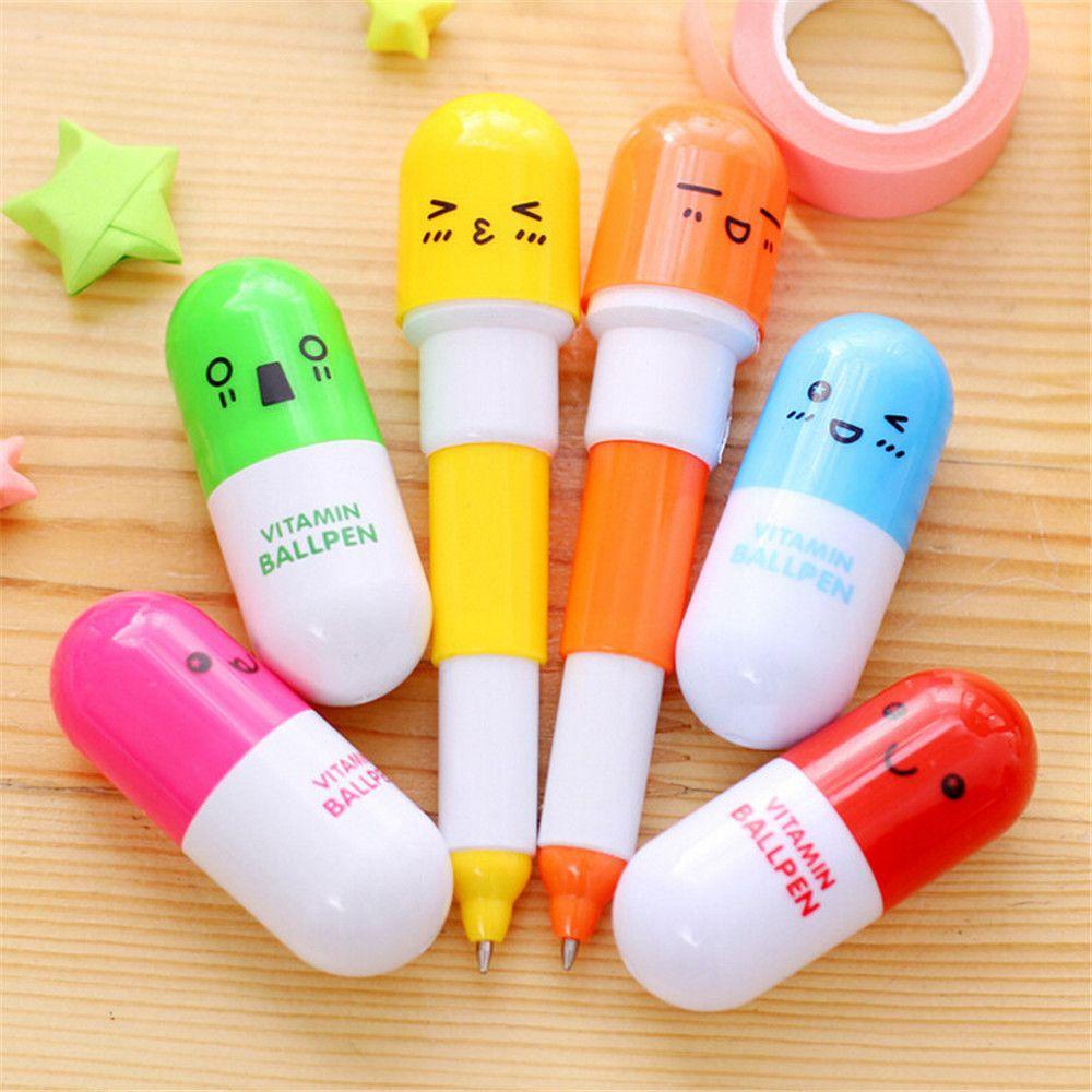 Bút bi hoạt hình dễ thương kiểu viên thuốc có thể thu gọn độc đáo sáng tạo dùng trong văn phòng/ trường học
