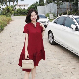 Đầm váy freesize đỏ đuôi cá cổ trụ