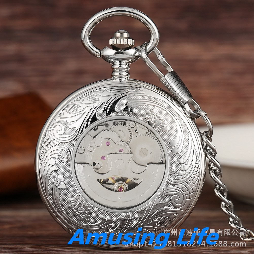 Cơ Khí Dẻo Đồng Hồ Lật Cổ Điển Trong Suốt Khắc Kính Lúp Tự Động Chạm Khắc Cơ Đồng Hồ Bỏ Túi Đồng Hồ Số La Mã Thương Mại | BigBuy360 - bigbuy360.vn