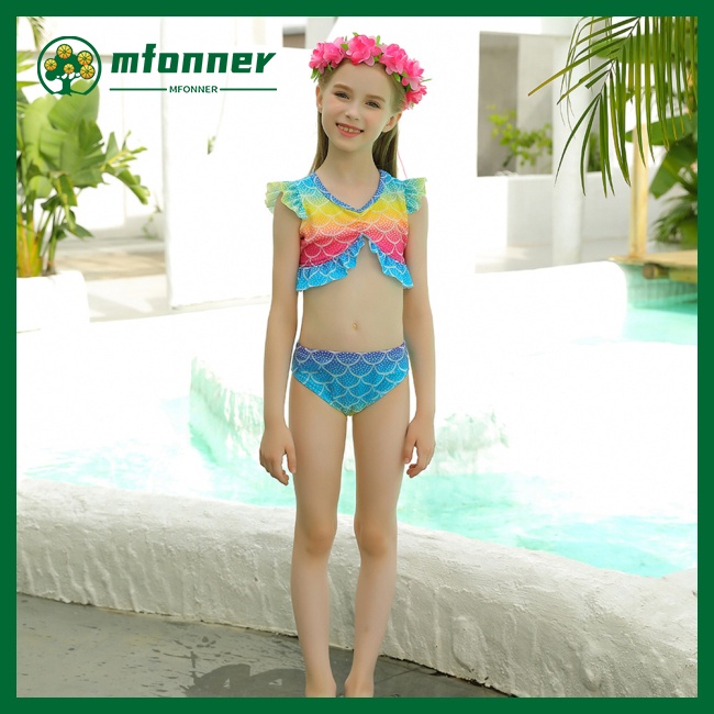 Set 3 Món Đồ Bơi Đuôi Cá Nhiều Màu Sắc Cho Bé Gái
