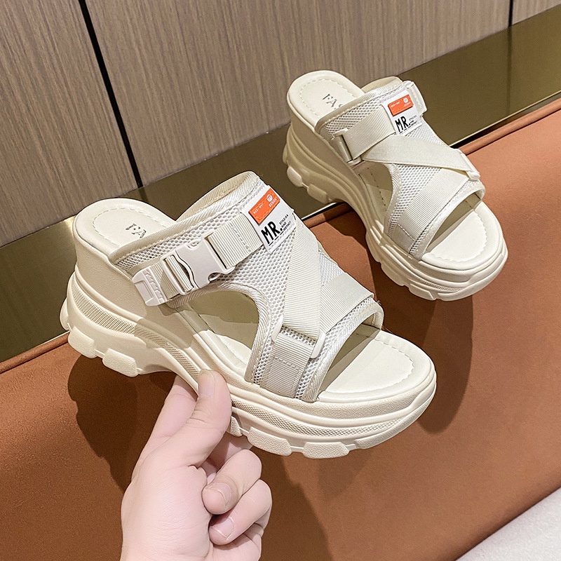 Giày sandal IELGY đế dày hở mũi phong cách Hàn Quốc thời trang cho nữ