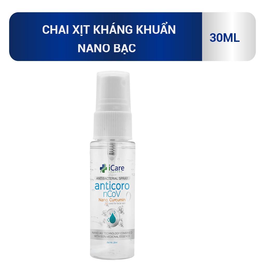 [MINI SIZE] Xịt kháng khuẩn dược liệu không kích ứng iCare Pharma chai 30ml - Nano bạc