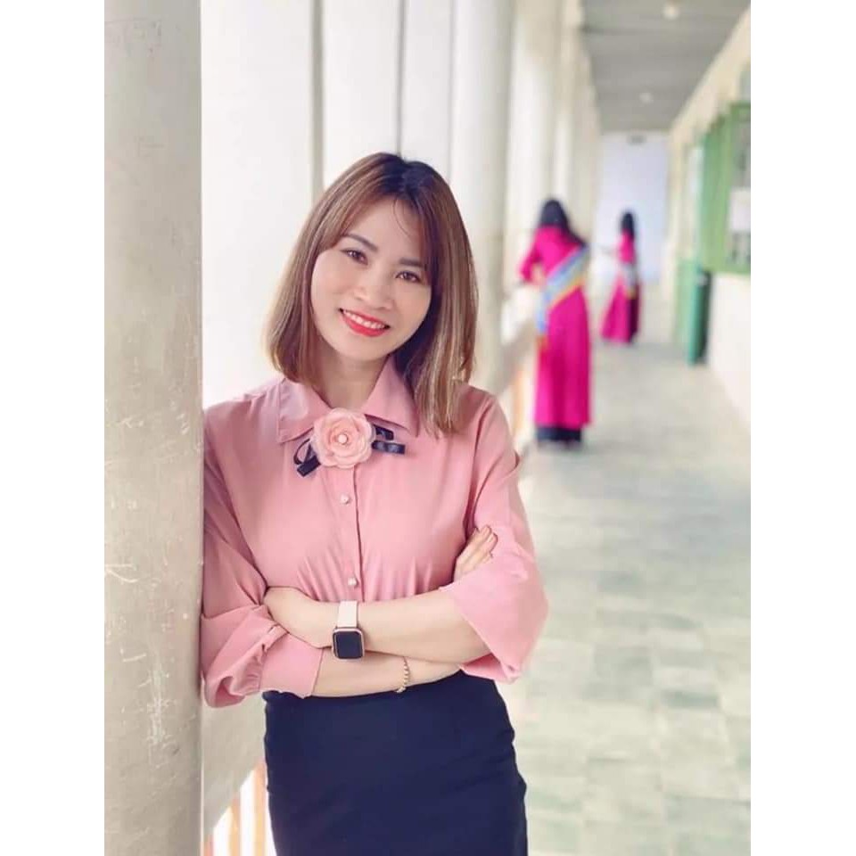 Áo sơ mi lụa nữ dài tay đính hoa cổ thời trang Gloria Shop