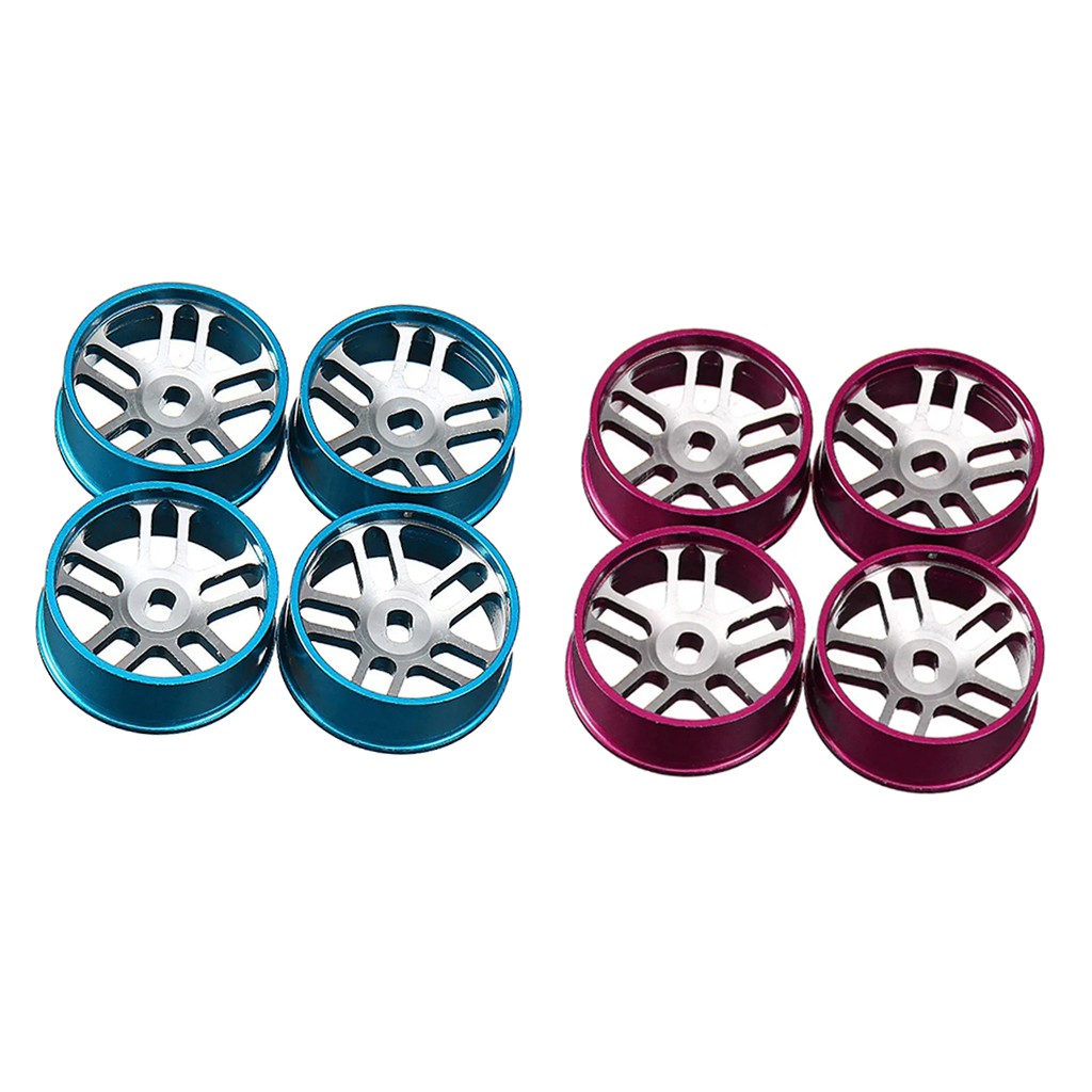 Set 4 Vành Bánh Xe Bằng Kim Loại Màu Đỏ Cho Xe Hơi Điều Khiển Từ Xa WLTOYS K969 K979 K989 1 / 128