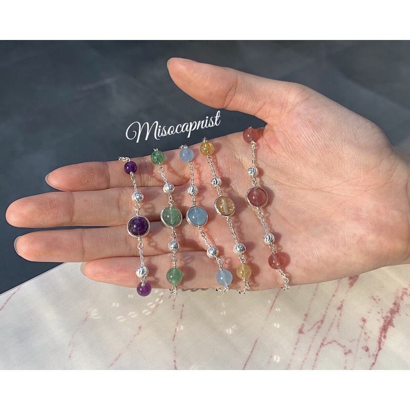 Lắc tay quartz dâu tây, tóc, gemstone tự nhiên cho tất cả các mệnh