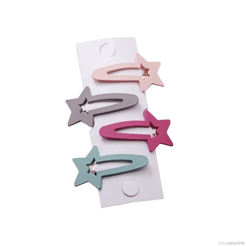 Set 4 kẹp tóc nhiều màu phối hình thỏ ngôi sao dễ thương cho bé gái