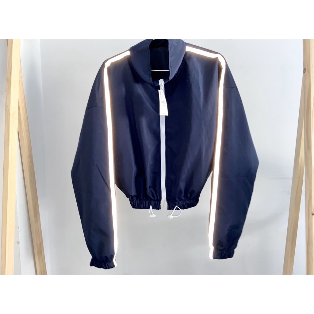 Áo Khoác Dù Nữ Croptop Tay  Dài  Phát Sáng Dạ Quang nam Nữ