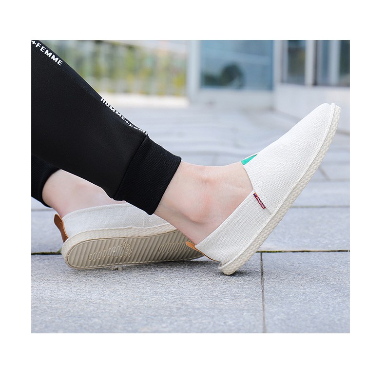 Slip on nam 2019 | giày lười vải nam đế khâu mẫu mới - Vải bố 3 màu (đen), (xám) và (be) - Mã 5082