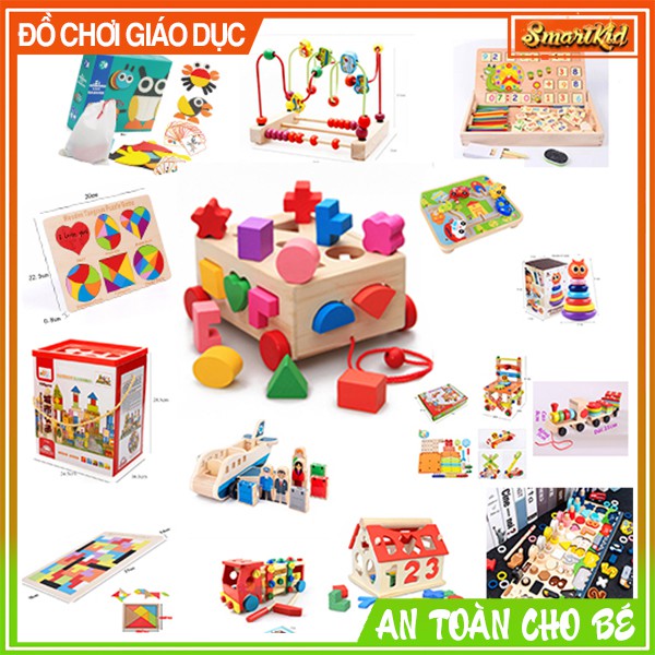 Giáo Cụ Montessori Phát Triển Trí Tuệ Màu Sắc Số Học Luồn Cọc Giao Thông Chữ Cái Đồng Hồ Âm Nhạc Bằng Gỗ Cho Bé