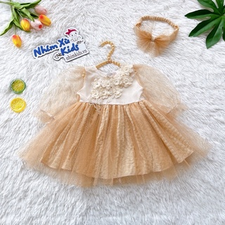[4-18kg] Đầm Váy Công Chúa Đính Hoa 𝐍𝐇𝐈́𝐌 𝐗𝐔̀ 𝐊𝐈𝐃𝐒 Cho Bé Gái 1 Tuổi Đến 5 Tuổi V007