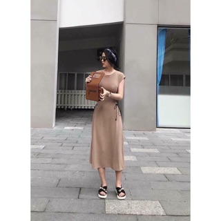 Đầm maxi đan dây eo
