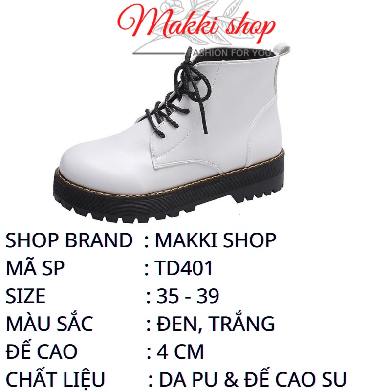 Bốt nữ cổ lửng da PU, boot nữ buộc dây thời trang cao cấp giá rẻ MAKKI SHOP TD401