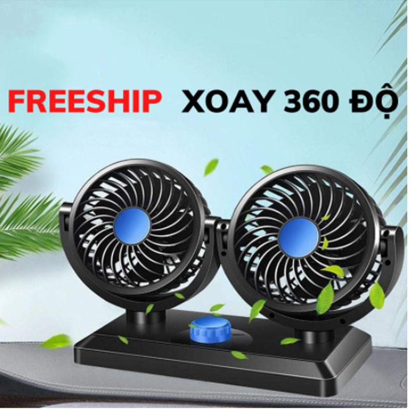 Quạt mini 12v dùng cho xe ô tô, xe hơi có thể xoay 360