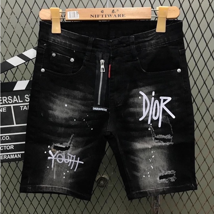 Quần short jean nam thêu logo rách chất bò - quần short nam co giãn thời trang cao cấp Tp_shop_87 ms302