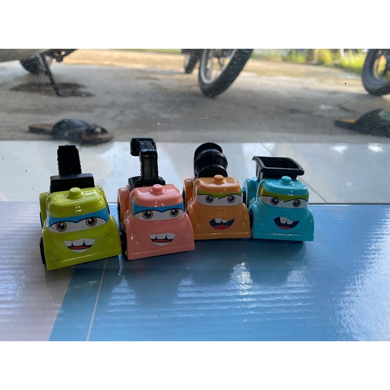 Xe Hơi Set 4 Chiếc Xe Cẩu Móc Tải 3.8cm Phụ Kiện Trang Trí Bánh