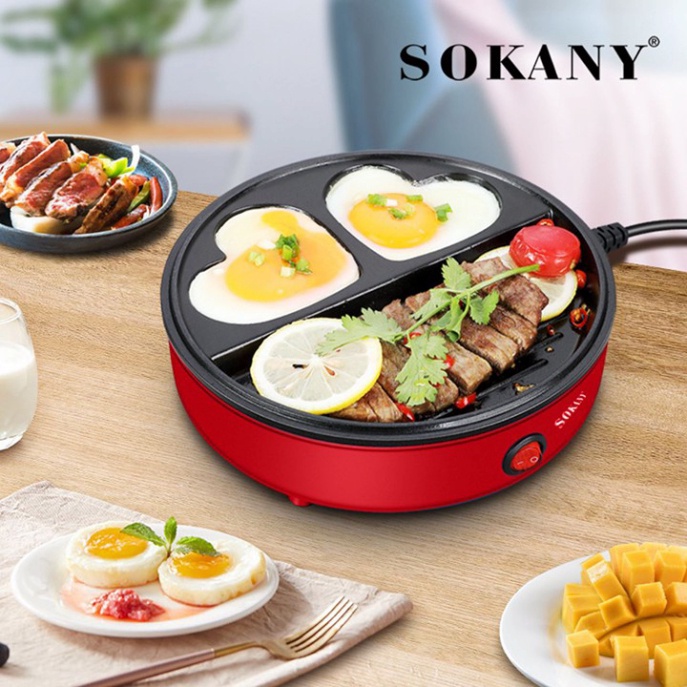Máy nướng thịt mini, ốp la trứng hình trái tim SOKANY