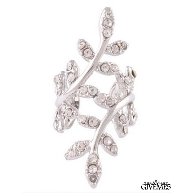 Khuyên tai kẹp đính đá hình lá kiểu kẹp cho nữ