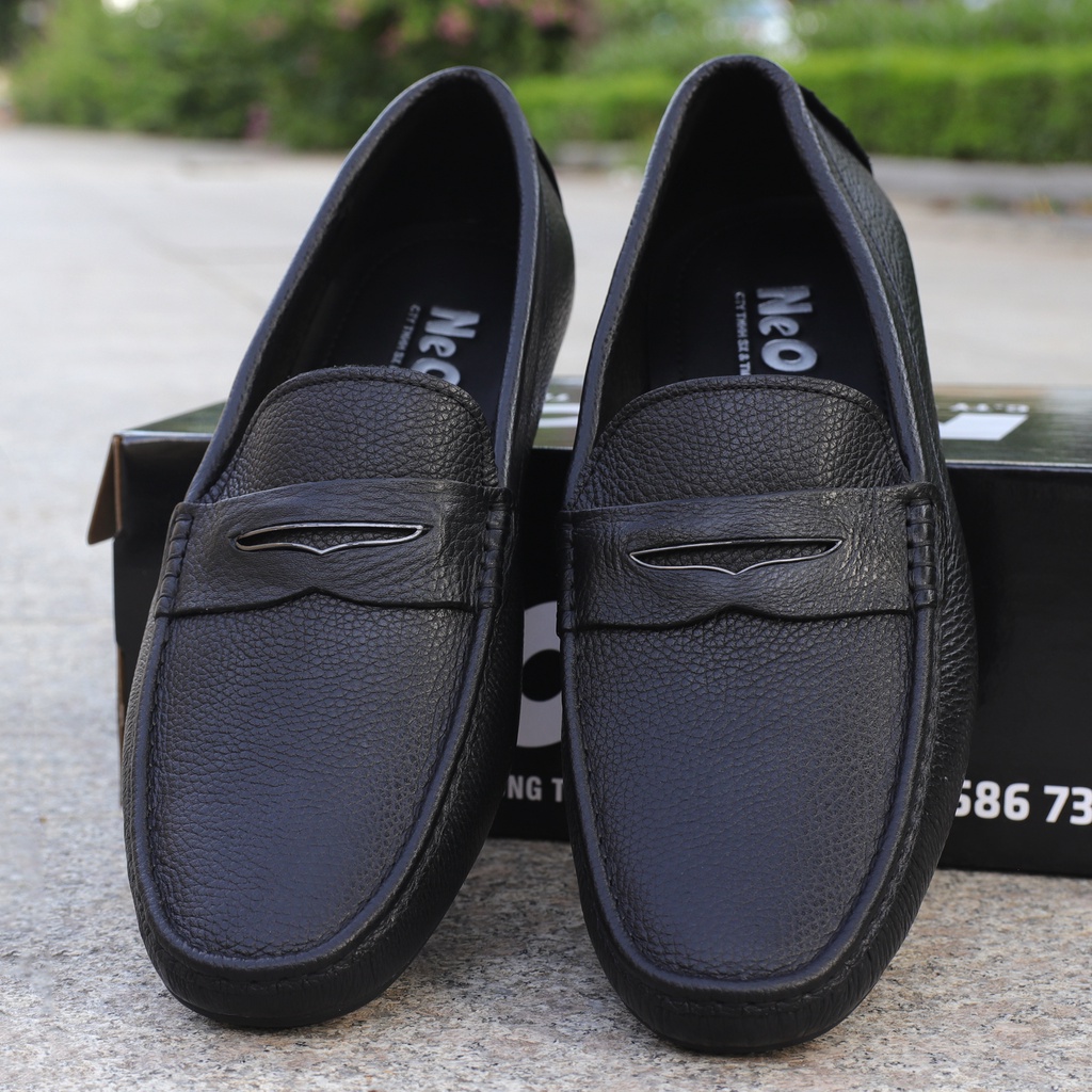 Giày lười nam da bò đẹp, giày mọi đế cao su mềm êm - HT.NeO2738