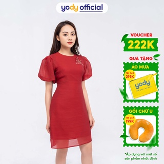 Đầm Tơ YODY Thêu Tay Bồng Siêu Xinh -VAN4084