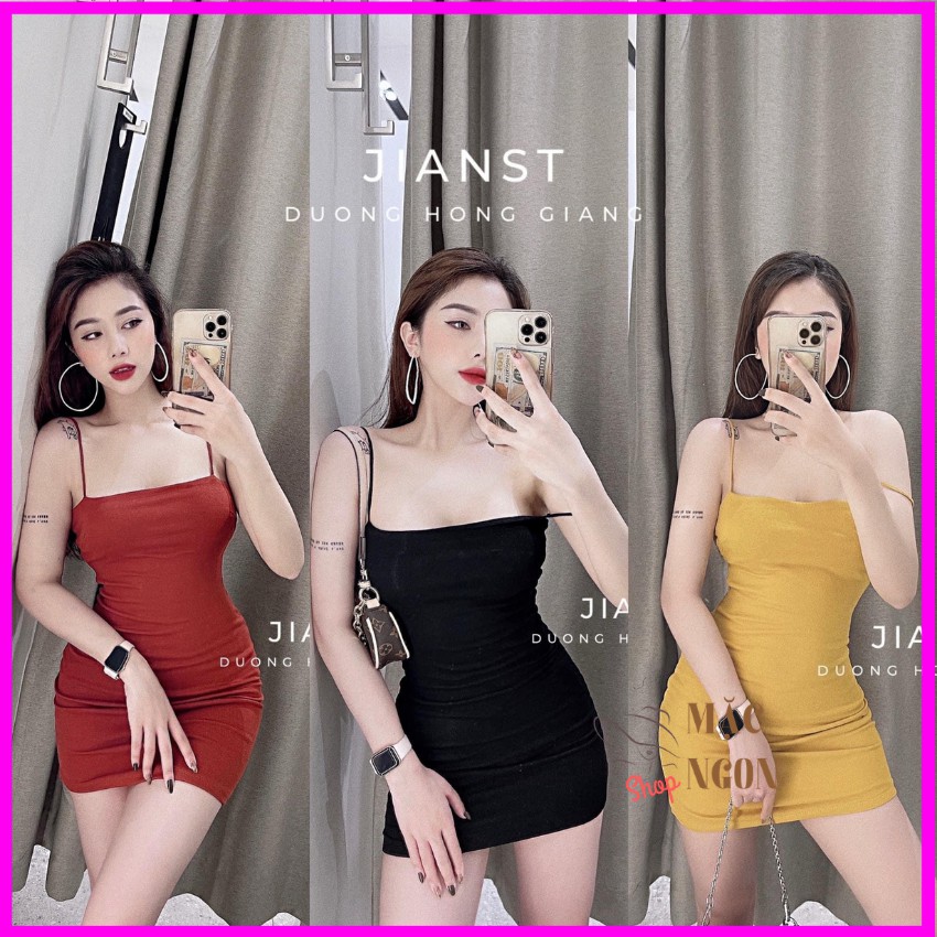 Đầm Thun Body Hai Dây <freeship>dươí 58kg , v thun ,co dãn tốt