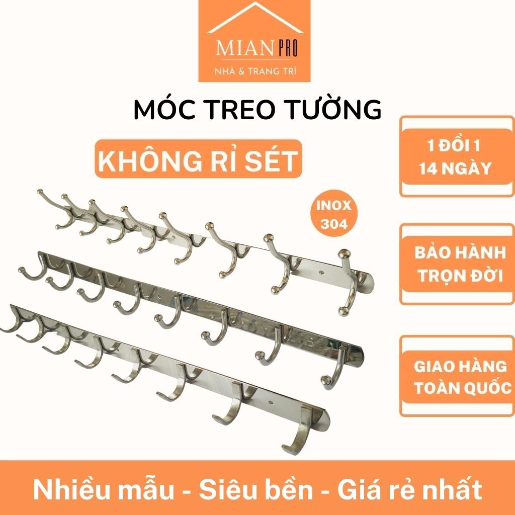 Móc treo quần áo, móc quần áo, móc treo tường, thanh treo tường, giá treo quần áo inox, loại 8 móc cao cấp nhiều mẫu