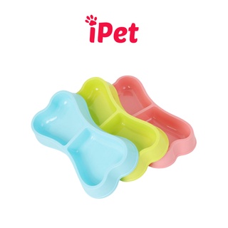 Bát Ăn Đôi Nhựa Hình Xương Cho Thú Cưng Chó Mèo - iPet Shop