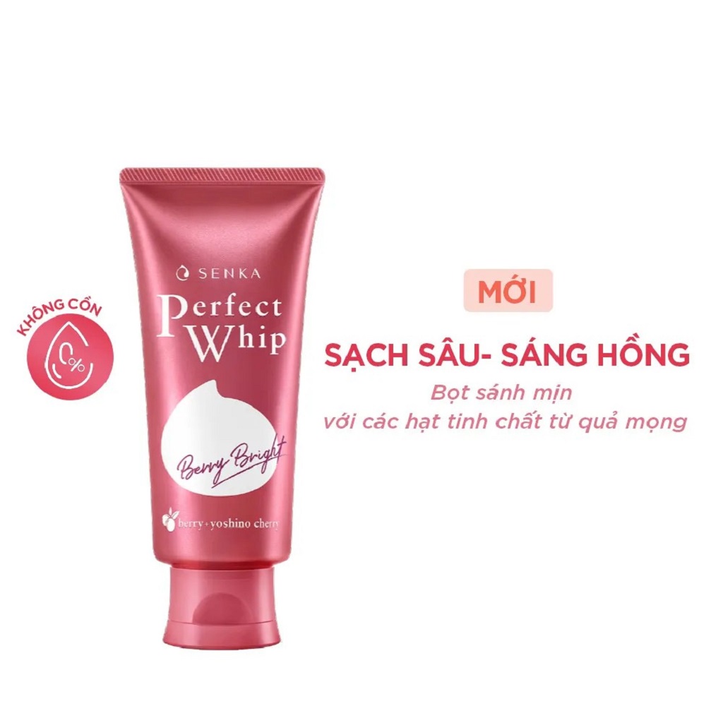 Sữa Rửa Mặt Sạch sâu - Sáng Hồng Senka Perfect Whip Berry Bright 100g