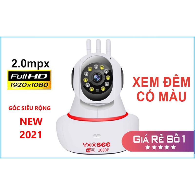 CAMERA WiFi Yoosee 8Led có cổng Lan, có màu ban đêm Trong Nhà Siêu Nét 2.0MP, đàm thoại 2 chiều, hỗ trợ thẻ nhớ lên 128G