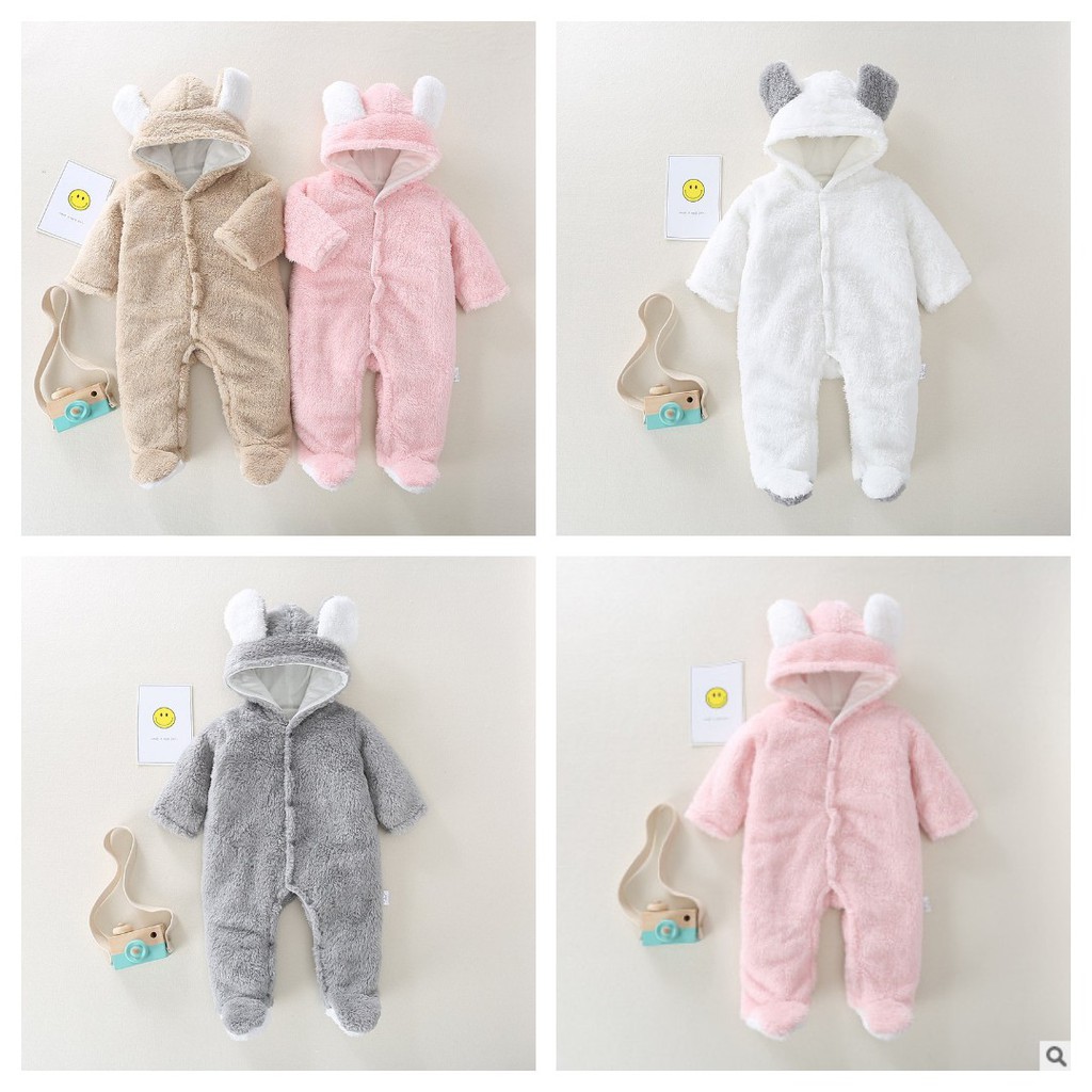 ( Hàng có sẵn) Body lông ủ ấm cho bé trai bé gái 0-12 tháng