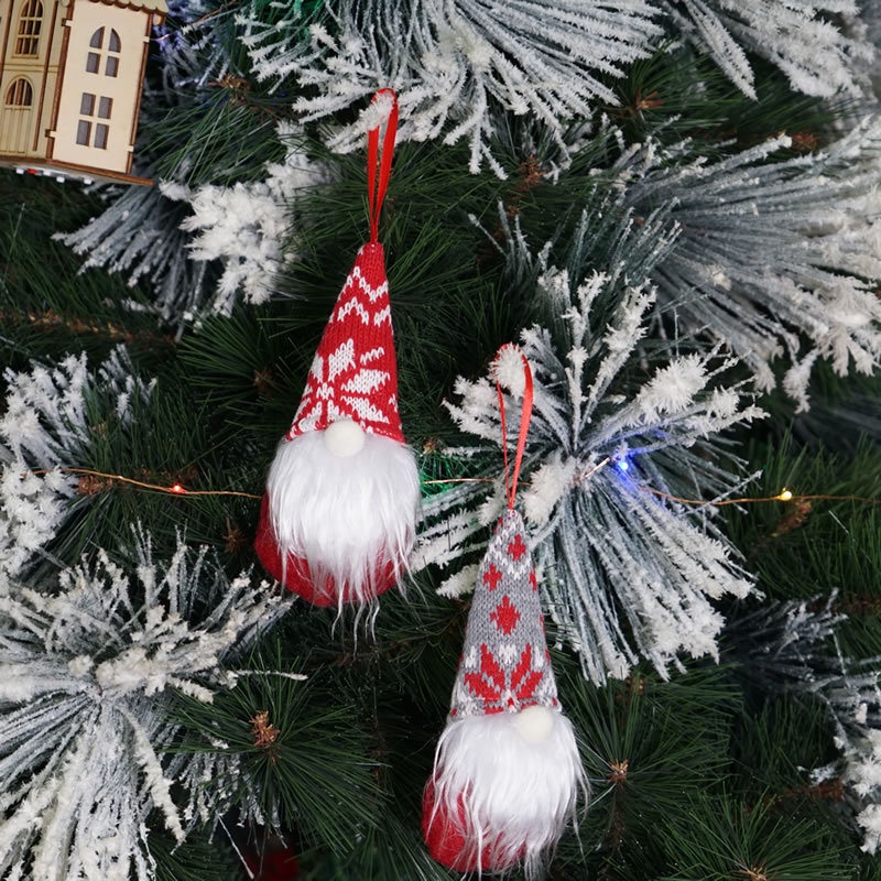 Set 6 Búp Bê Hình Ông Già Noel Đội Mũ Len Mini Không Mặt Trang Trí Cây Thông Giáng Sinh