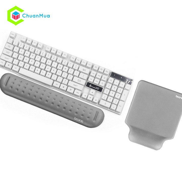 Combo Bộ Lót Chuột Silicon + Đệm Kê Bàn Phím Chống Mỏi Cổ Tay Boona 3D Mouse Pad ( Bàn Di Chuột Máy Tính Văn Phòng )