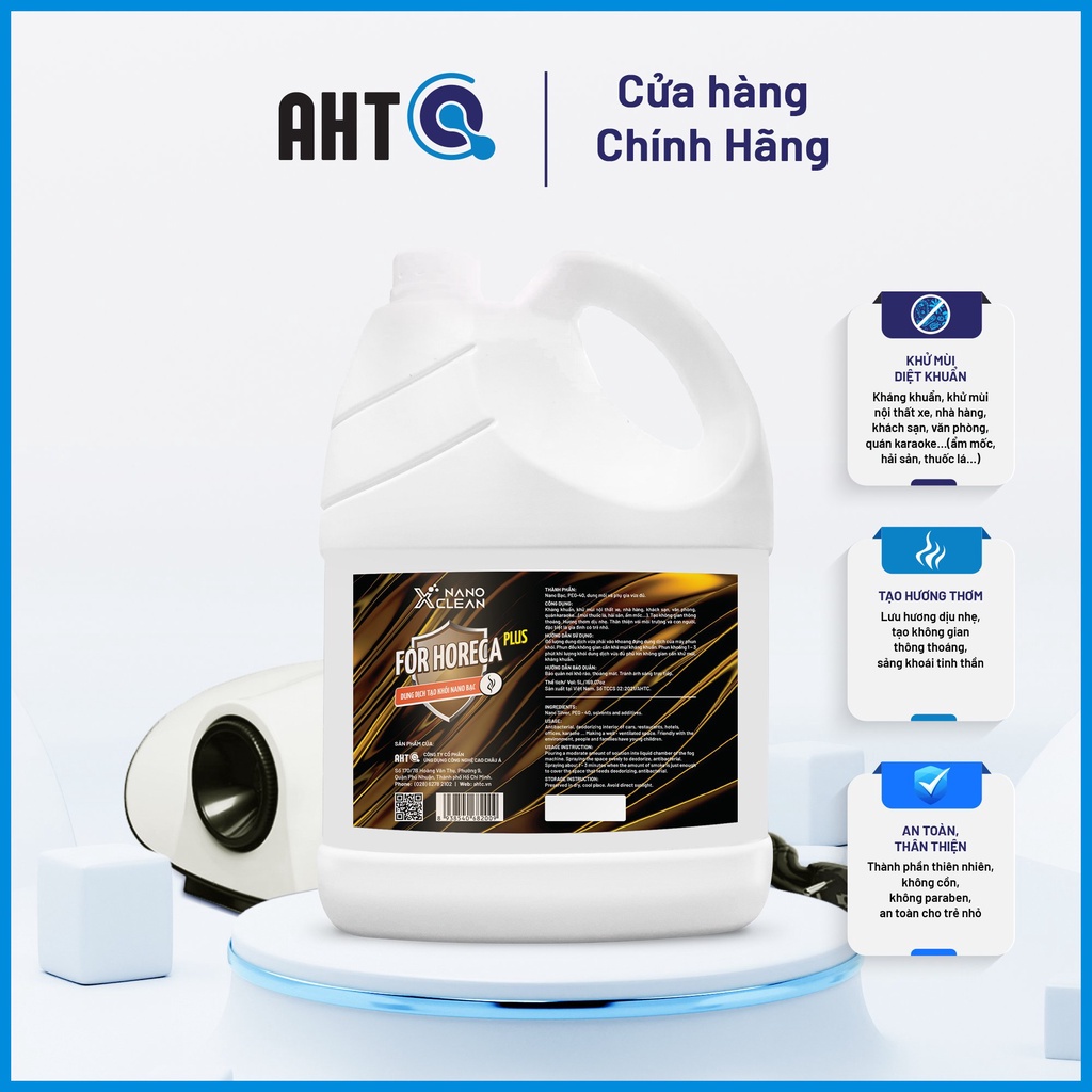 Dung dịch phun khói, tạo khói Nano Xclean For Horeca Plus - khử mùi ô tô, nhà hàng, khách sạn, bếp tạo hương thơm 5L