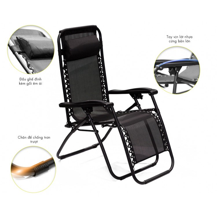 Ghế Xếp Thư Giãn | Ghế Gấp Đa Năng Ninda G630 Khung Sơn Tĩnh Điện - Tặng Khay Để Cốc