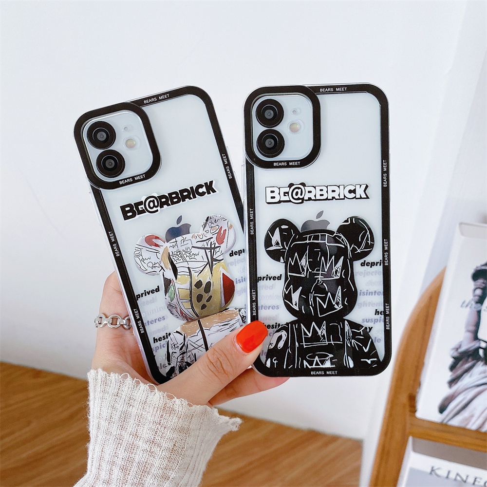 Fashion Tide Brand Kaws Clear Phone Case for IPhone 12 11 Pro Max X Xs Max XR 8 7 Plus Colorful Frame Soft TPU Back Cover